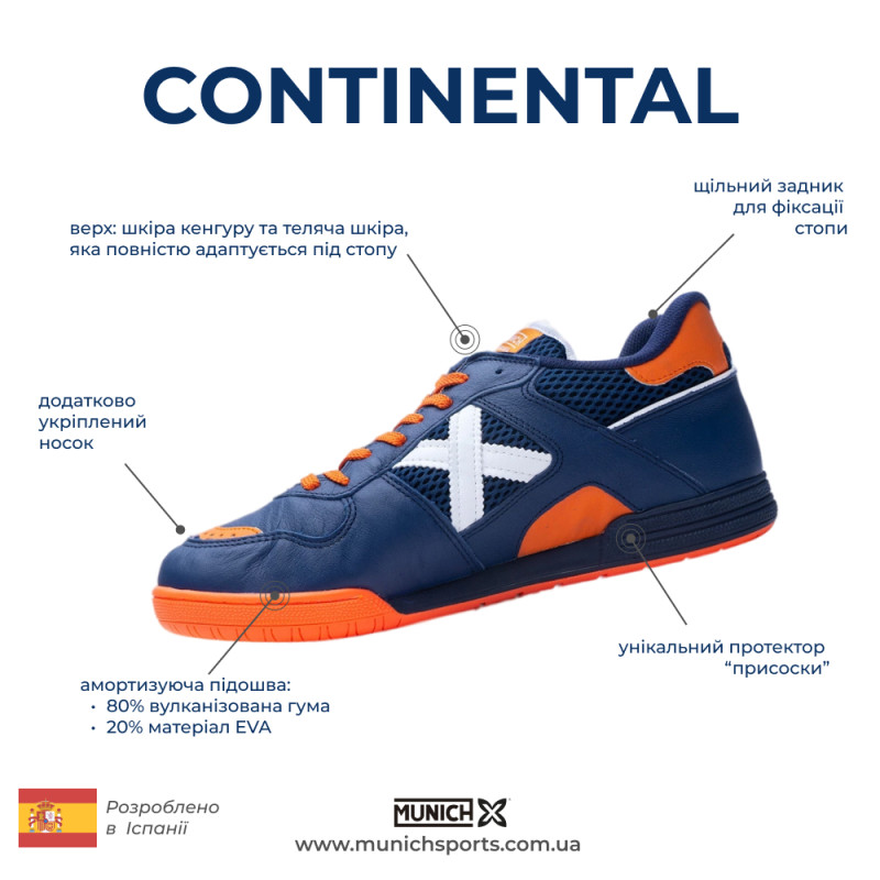 Футзалки Munich Continental синій 932 - Розмір 40